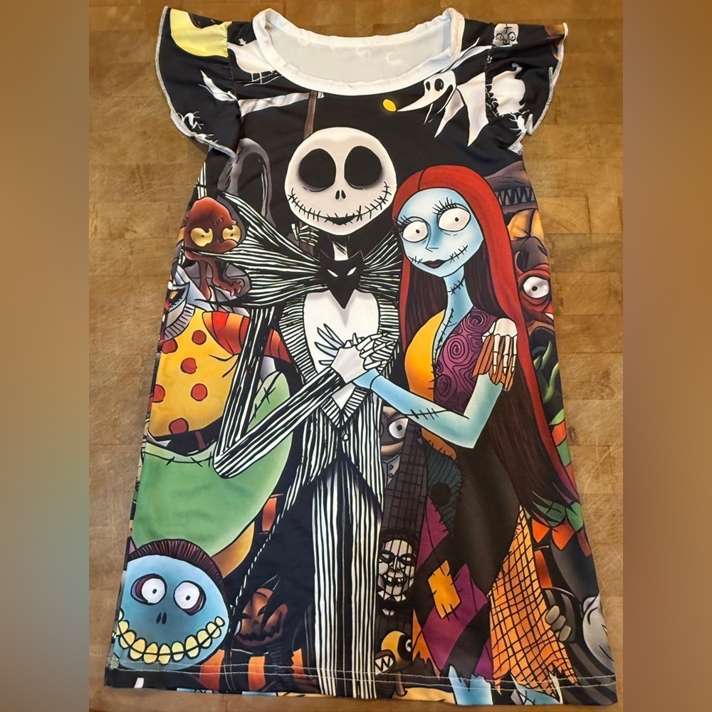 Nightmare Before Christmas Jack & Sally Graphic Night Dress Kids M Pajamas